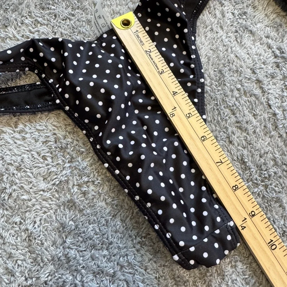 Boutique Polka Dot Bikini Set Medium Black White High Cut Underwire